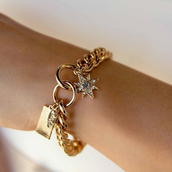 Ettika Starry Charms 18k Gold Plated Chain Link Bracelet - Picture 2 of 7